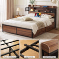 Artiss Queen Bed Frame with Charging Station 4 Drawers Storage Oak