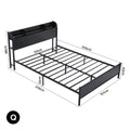 Artiss Bed Frame Queen Size with Storage Shelf Headboard Charging Station GRID