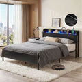Artiss Bed Frame Queen Size with Storage Shelf Headboard Charging Station GRID