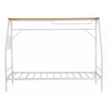 Artiss Single House Bed Frame Metal Canopy Bed Storage Shelf for Kids White