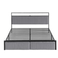 Artiss Metal Bed Frame King Size LED Charging Station 2 Drawers