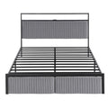 Artiss Metal Bed Frame Queen Size LED Charging Station 2 Drawers