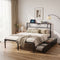 Artiss Double Bed Frame with Charging Station & Storage Drawers Metal