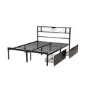 Artiss Double Bed Frame with Charging Station & Storage Drawers Metal