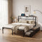 Artiss Queen Bed Frame with Charging Station & Storage Drawers Metal