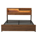 Artiss King Bed Frame Metal with Charging Station LED Light Storage Shelf