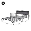 Artiss Bed Frame Double LED Metal Trundle Daybed with Charging Station TURN