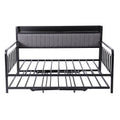 Artiss Bed Frame Double LED Metal Trundle Daybed with Charging Station TURN