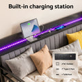 Artiss Bed Frame Double LED Metal Trundle Daybed with Charging Station TURN