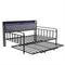 Artiss Bed Frame King Single LED Metal Trundle Daybed with Charging Station TURN