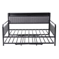 Artiss Bed Frame King Single LED Metal Trundle Daybed with Charging Station TURN