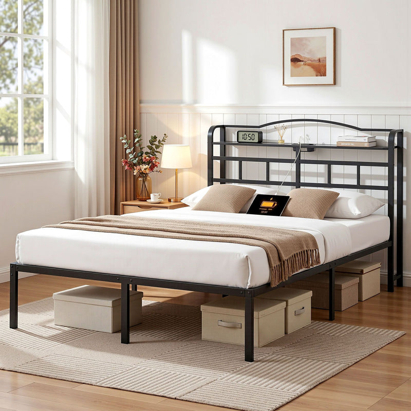 Artiss Double Bed Frame with USB Charging Station WAVE