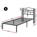 Artiss Single Bed Frame with Charging Station WAVE