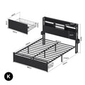 Artiss Bed Frame King with Charging Station Storage Organizer Drawers LED ZAC