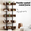 Artiss 5-Tier Bookshelf Metal Storage Rack Stand Walnut