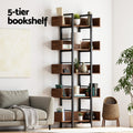 Artiss 5-Tier Bookshelf Metal Storage Rack Stand Walnut
