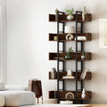Artiss 5-Tier Bookshelf Metal Storage Rack Stand Walnut