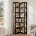 Artiss 6 Tier Corner Bookshelf Oak Display Shelves Bookcase