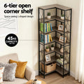 Artiss 6 Tier Corner Bookshelf Oak Display Shelves Bookcase