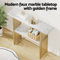Artiss Console Table Marble Effect White Gold 80cm