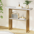 Artiss Console Table Marble Effect White Gold 80cm
