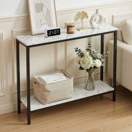 Artiss Console Table Marble Effect White Entryway Hallway Desk