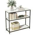 Artiss Console Table 90cm 3-Tier Marble Effect White Sofa Side