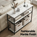 Artiss Console Table 90cm 3-Tier Marble Effect White Sofa Side