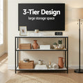 Artiss Console Table 90cm 3-Tier Marble Effect White Sofa Side