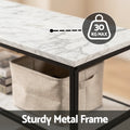 Artiss Console Table 90cm 3-Tier Marble Effect White Sofa Side