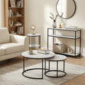 Artiss Console Table 90cm 3-Tier Marble Effect White Sofa Side
