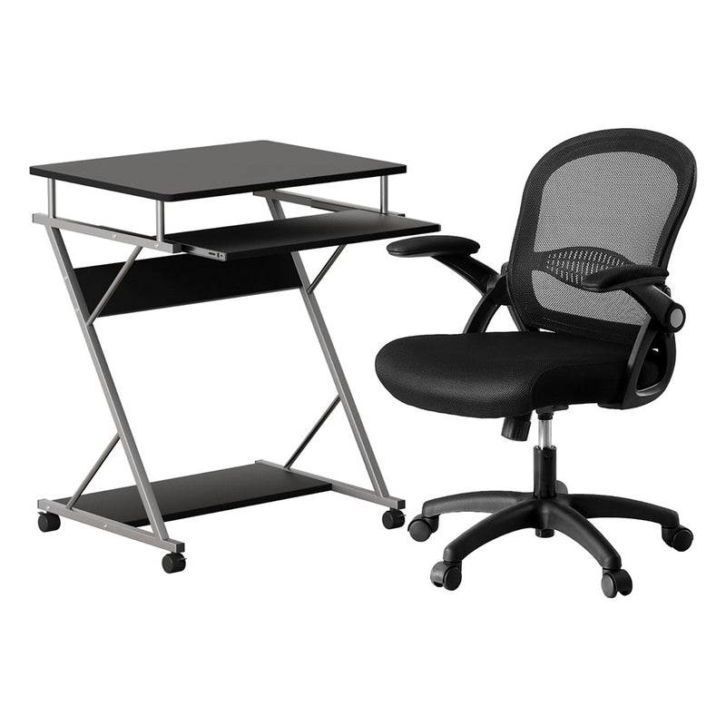 Artiss Computer Desk Office Chair Set Black Keyboard Shelf