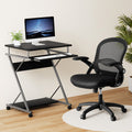 Artiss Computer Desk Office Chair Set Black Keyboard Shelf