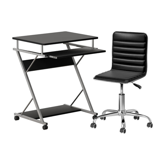 Artiss Computer Desk Office Chair Set Black Keyboard Shelf