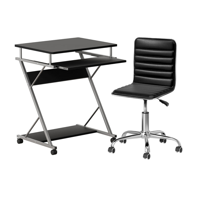 Artiss Computer Desk Office Chair Set Black Keyboard Shelf