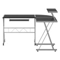 Artiss L-Shape Computer Desk Black Keyboard Tray Shelf