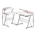 Artiss L-Shape Computer Desk White Keyboard Tray Shelf