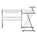 Artiss L-Shape Computer Desk White Keyboard Tray Shelf
