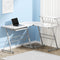 Artiss L-Shape Computer Desk White Keyboard Tray Shelf