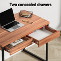 Artiss Computer Desk 100CM Drawer Storage Walnut