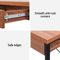 Artiss Computer Desk 100CM Drawer Storage Walnut