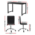 Artiss Computer Desk 120cm Office Chair Set PU Leather Black