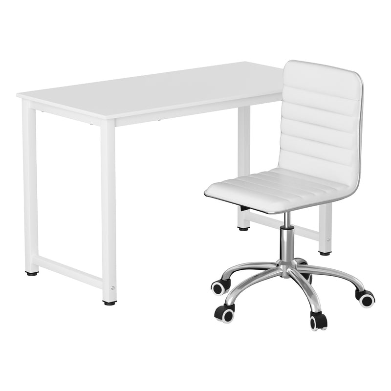 Artiss 120cm Computer Desk & Low Back Office Chair White PU