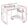 Artiss L-Shape Computer Desk 100CM White Open Shelves Office