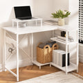 Artiss L-Shape Computer Desk 100CM White Open Shelves Office