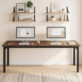 Artiss Computer Desk 2 Person Double Workstation Study Table Rustic Brown 200cm