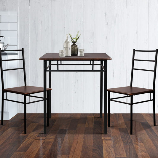 Artiss Dining Table Chairs Set for 3 Walnut