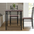 Artiss Dining Table Chairs Set for 3 Walnut