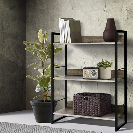 Artiss 3 Tier Bookshelf Black Oak