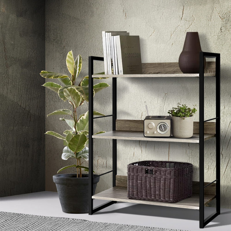 Artiss 3 Tier Bookshelf Black Oak